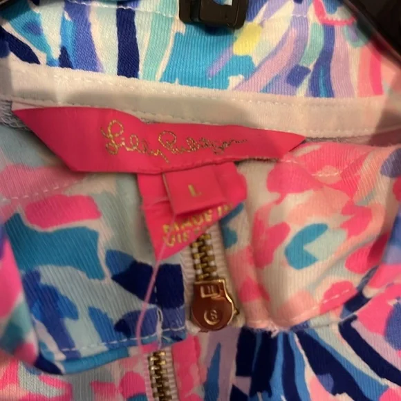 Lilly Pulitzer UPF 50+ Skipper Popover in Periwinkle Purple Fan Sea Pants Large - Picture 5 of 6